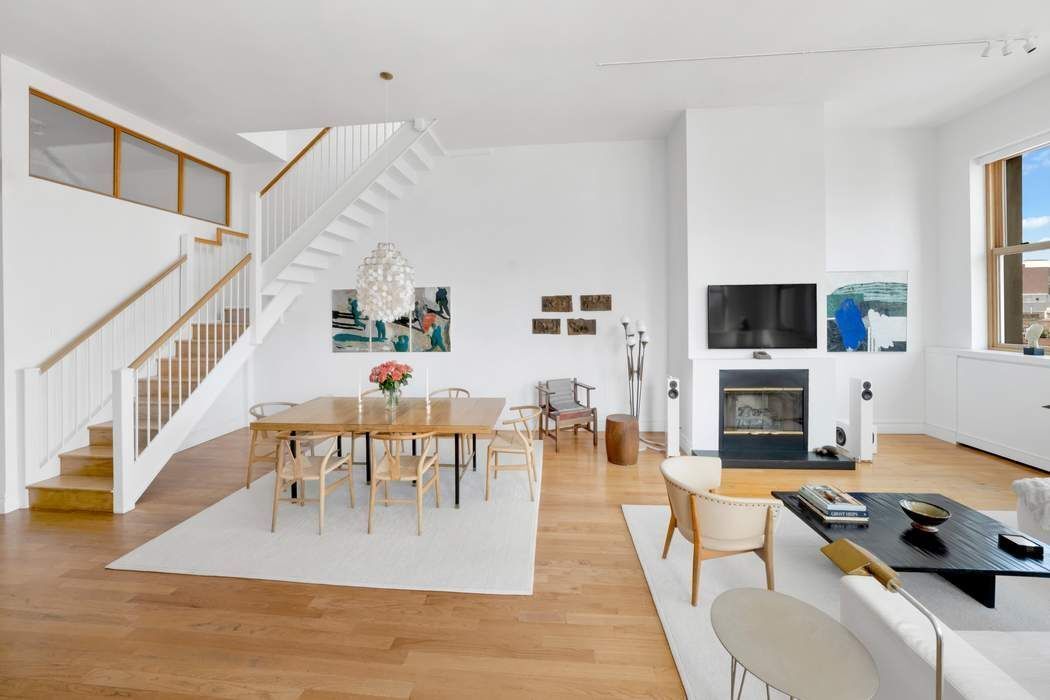 Dining room, Fireplace, Interior, Living room, Wood Texture Flooring