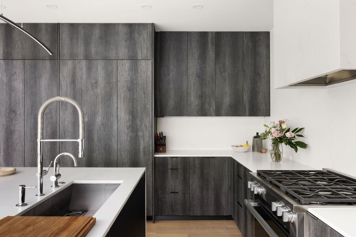 Interior, Kitchen, Recessed Lighting, Wood Texture Flooring