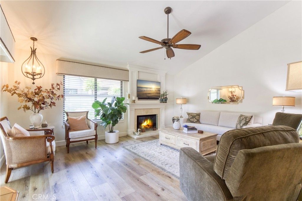 Fireplace, Interior, Living room, Pendant Lights, Wood Texture Flooring