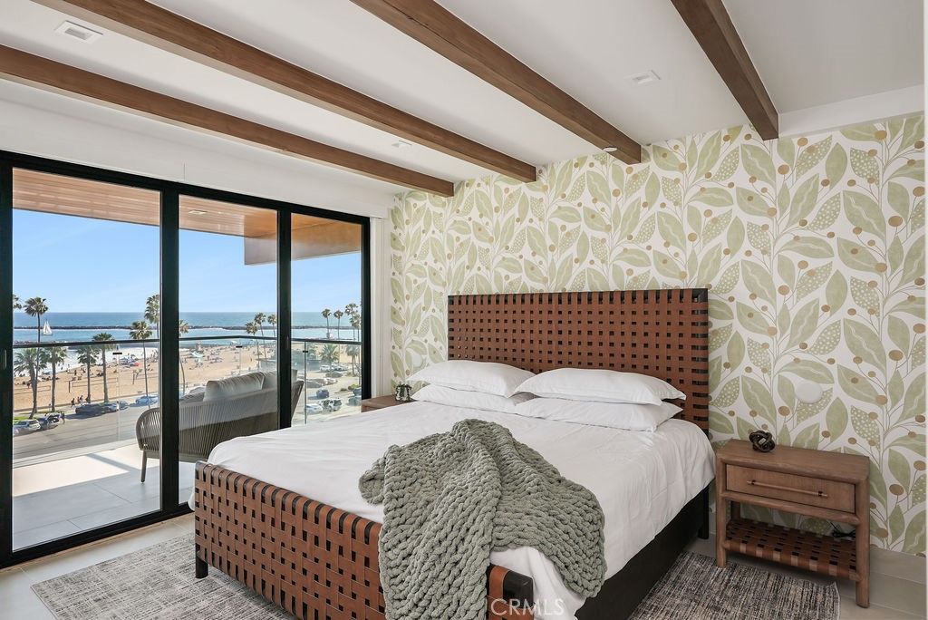 Bedroom, Interior, Recessed Lighting, Water, Wooden Beams