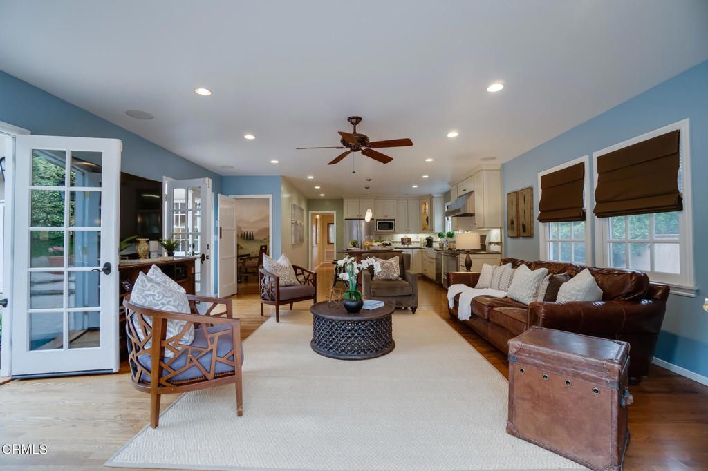Interior, Kitchen, Living room, Recessed Lighting, Stainless Steel Appliances, Wood Texture Flooring