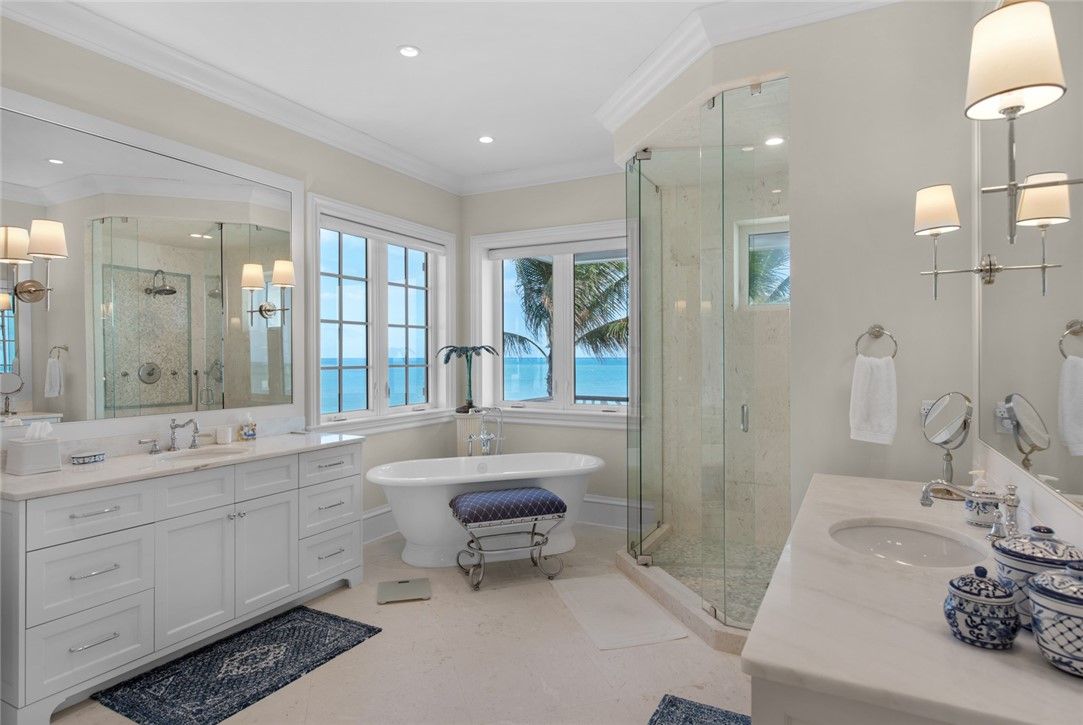 Bathroom, Dual Sink Vanities, Free Standing Baths, Glass Shower, Interior, Recessed Lighting, Water