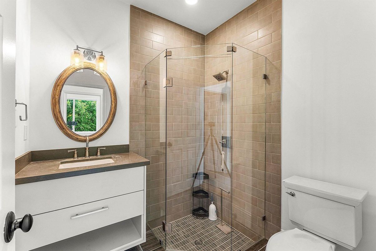 Bathroom, Glass Shower, Interior, Recessed Lighting