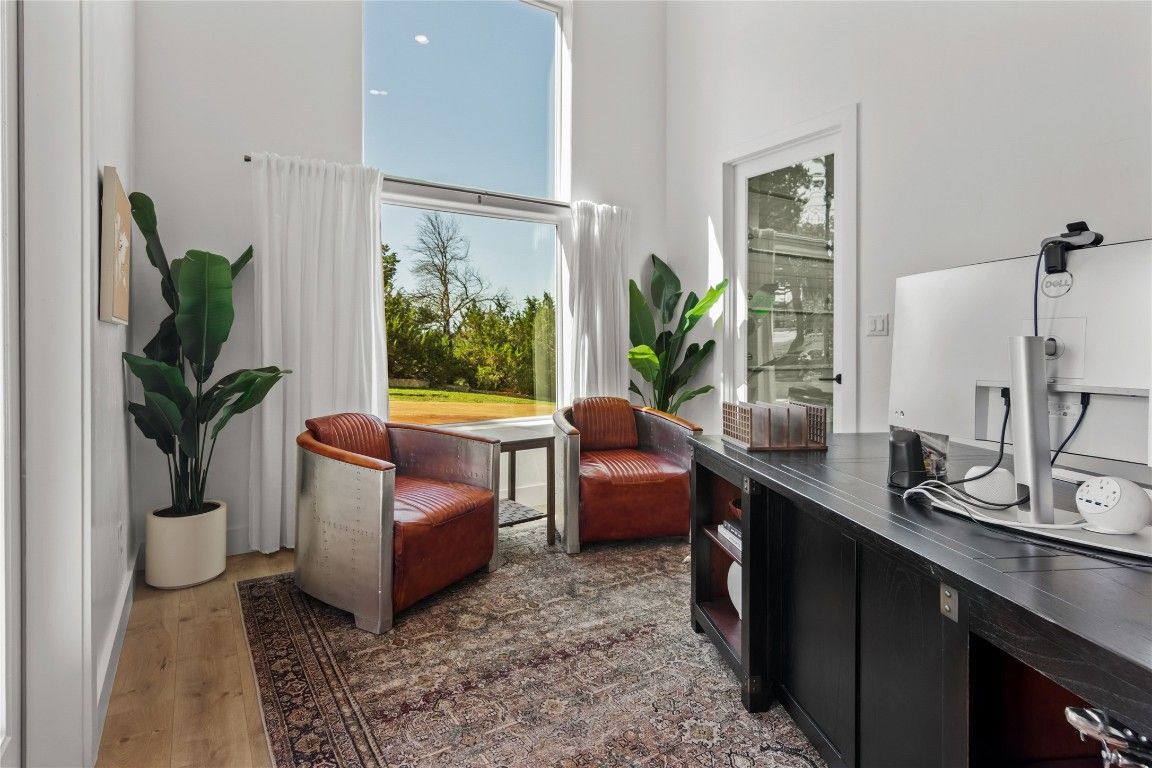 Home Office, Interior, Recessed Lighting, Wood Texture Flooring