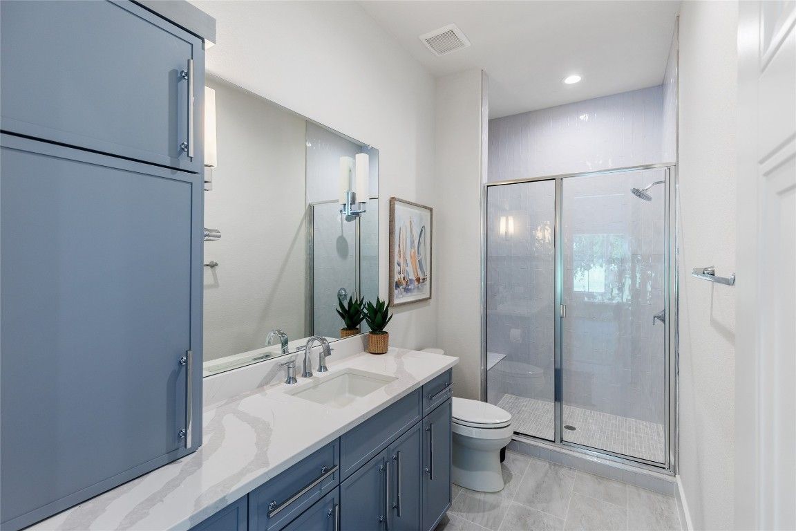 Bathroom, Glass Shower, Interior, Recessed Lighting