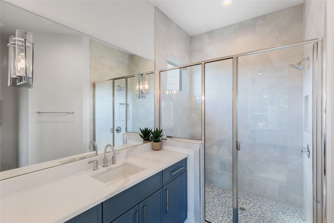 Bathroom, Glass Shower, Interior, Recessed Lighting