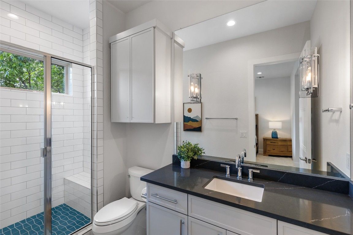 Bathroom, Glass Shower, Interior, Recessed Lighting