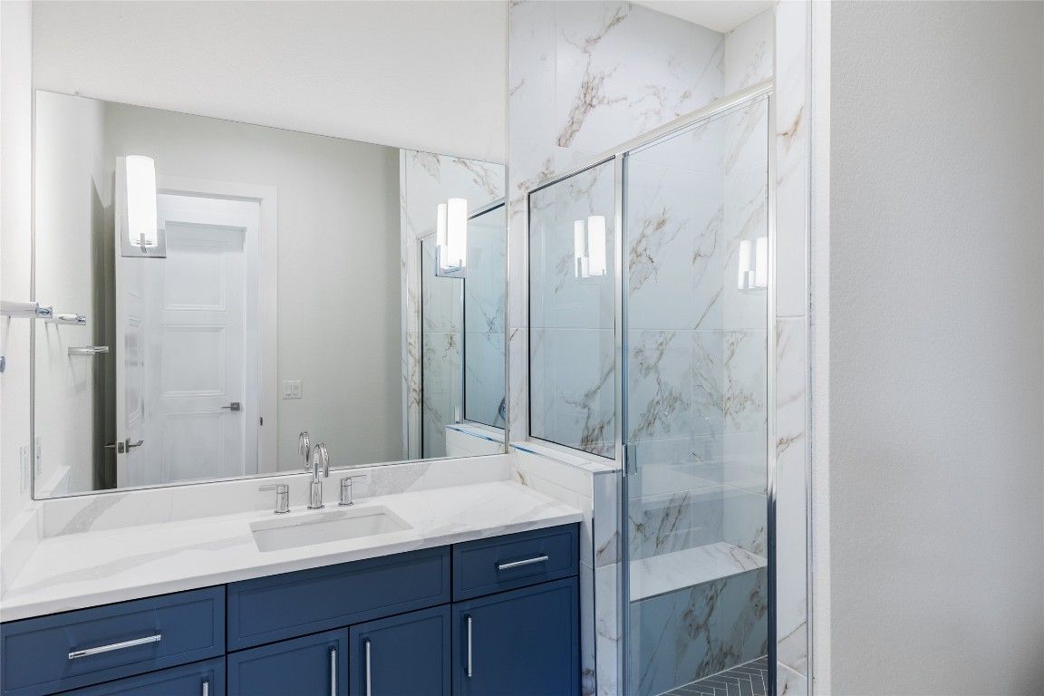 Bathroom, Glass Shower, Interior, Marble Walls