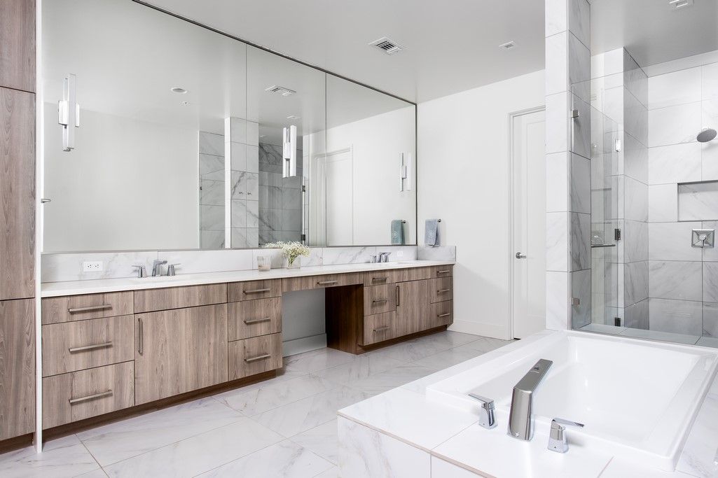 Bathroom, Dual Sink Vanities, Glass Shower, Interior, Marble