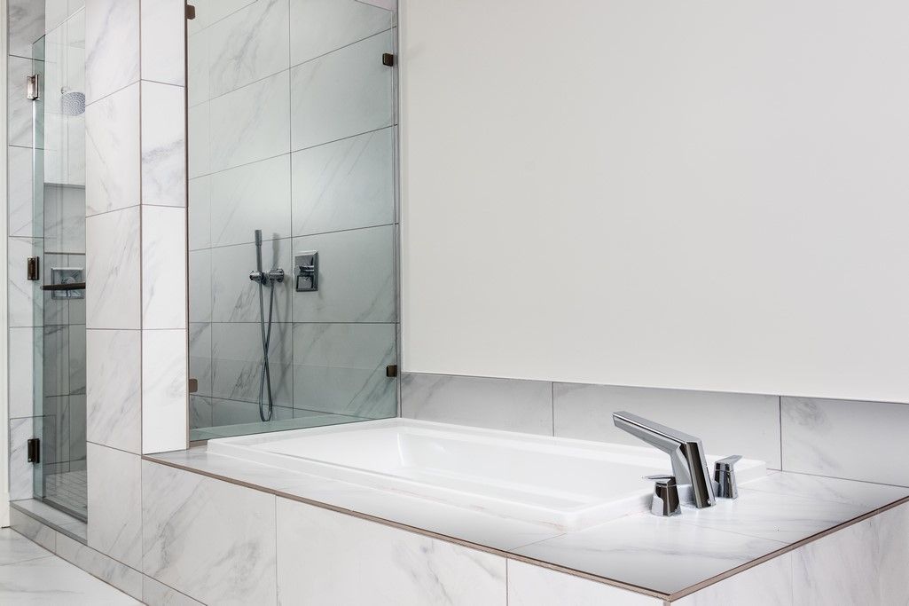 Bathroom, Glass Shower, Interior, Marble Walls