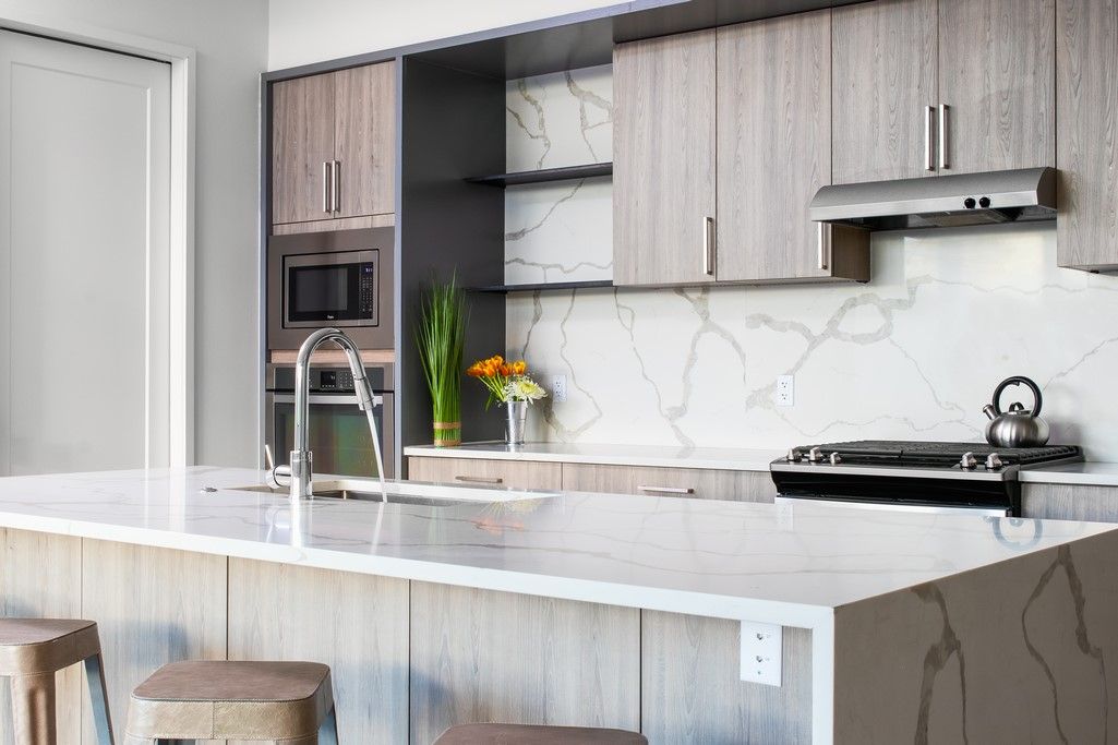Interior, Kitchen, Marble Walls, Stainless Steel Appliances