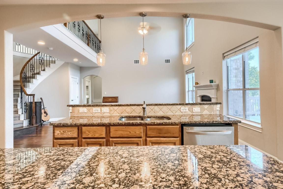 Interior, Kitchen, Pendant Lights, Recessed Lighting, Wood Texture Flooring