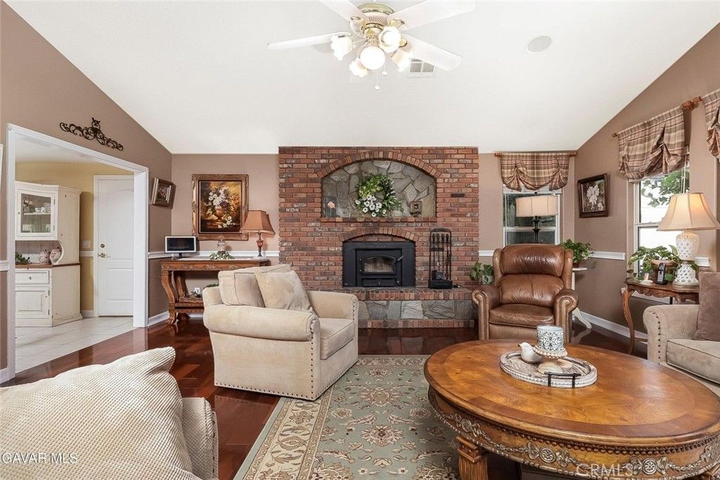 Fireplace, Interior, Living room, Stone Walls, Wood Texture Flooring