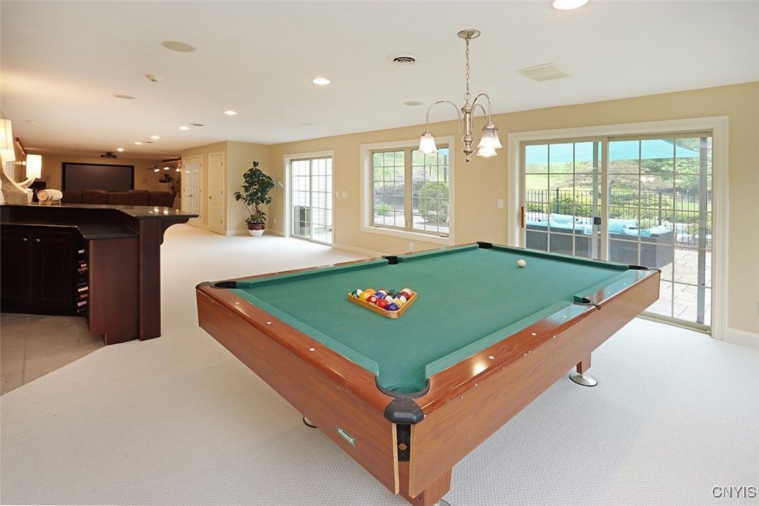 Billiard Table, Game Room, Interior, Pendant Lights, Recessed Lighting