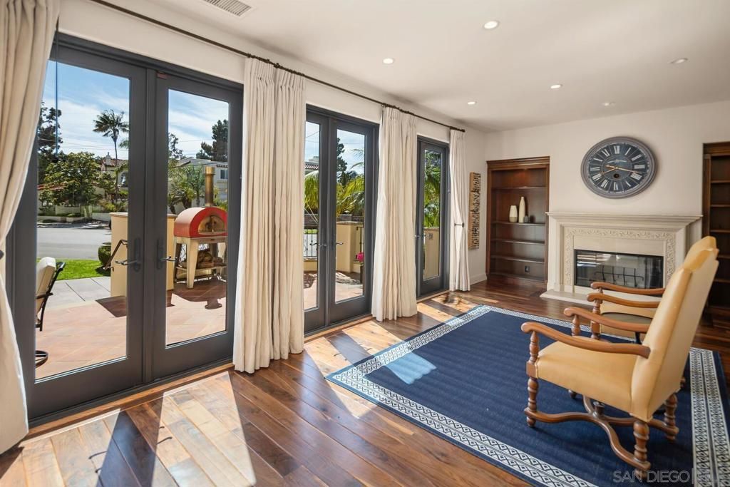 Fireplace, Interior, Recessed Lighting, Wood Texture Flooring