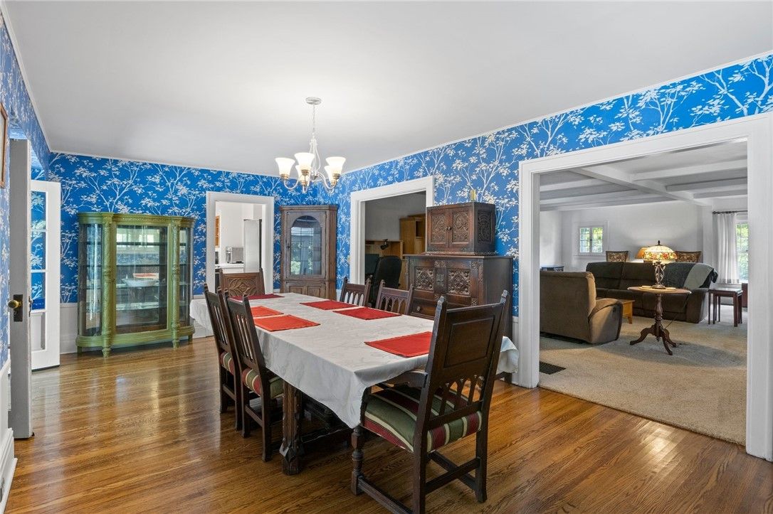 Chandelier, Dining room, Fireplace, Interior, Living room, Wood Texture Flooring