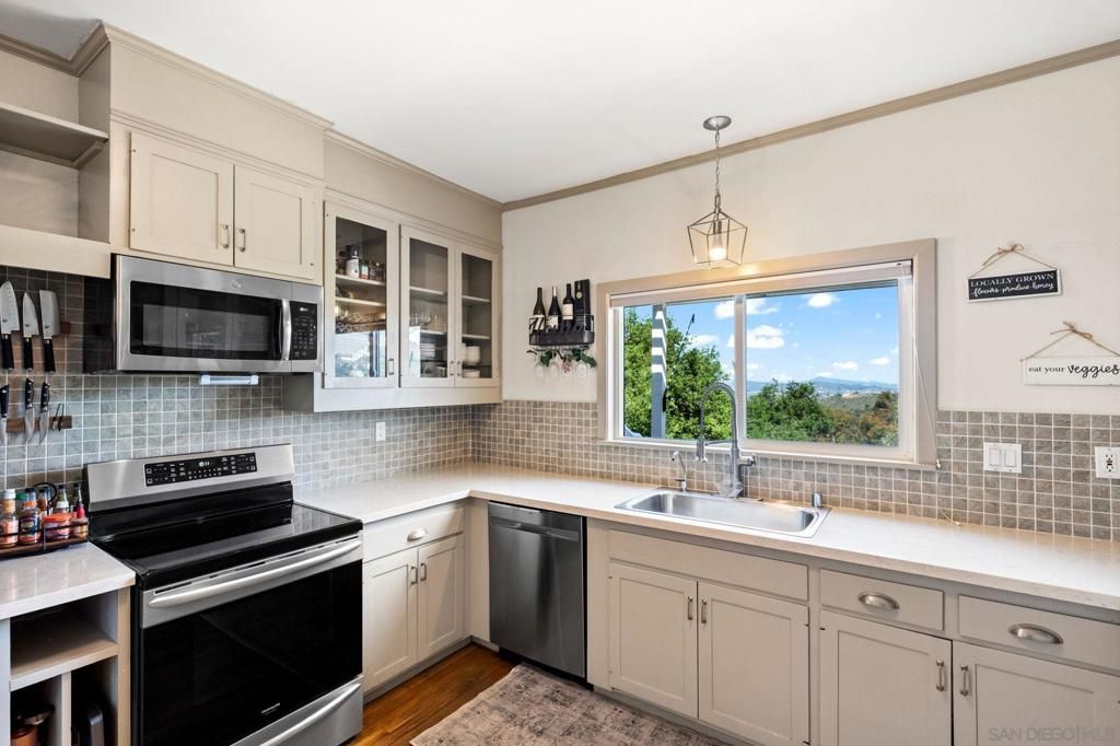 Interior, Kitchen, Pendant Lights, Stainless Steel Appliances, Wood Texture Flooring