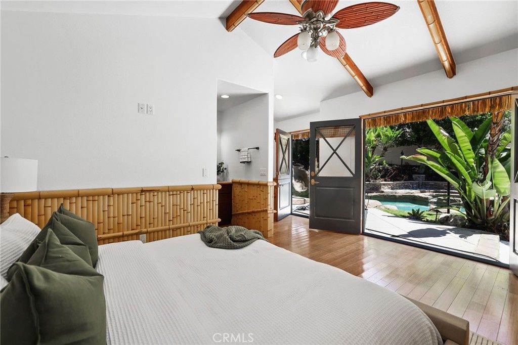 Bedroom, Interior, Recessed Lighting, Wooden Beams, Wood Texture Flooring