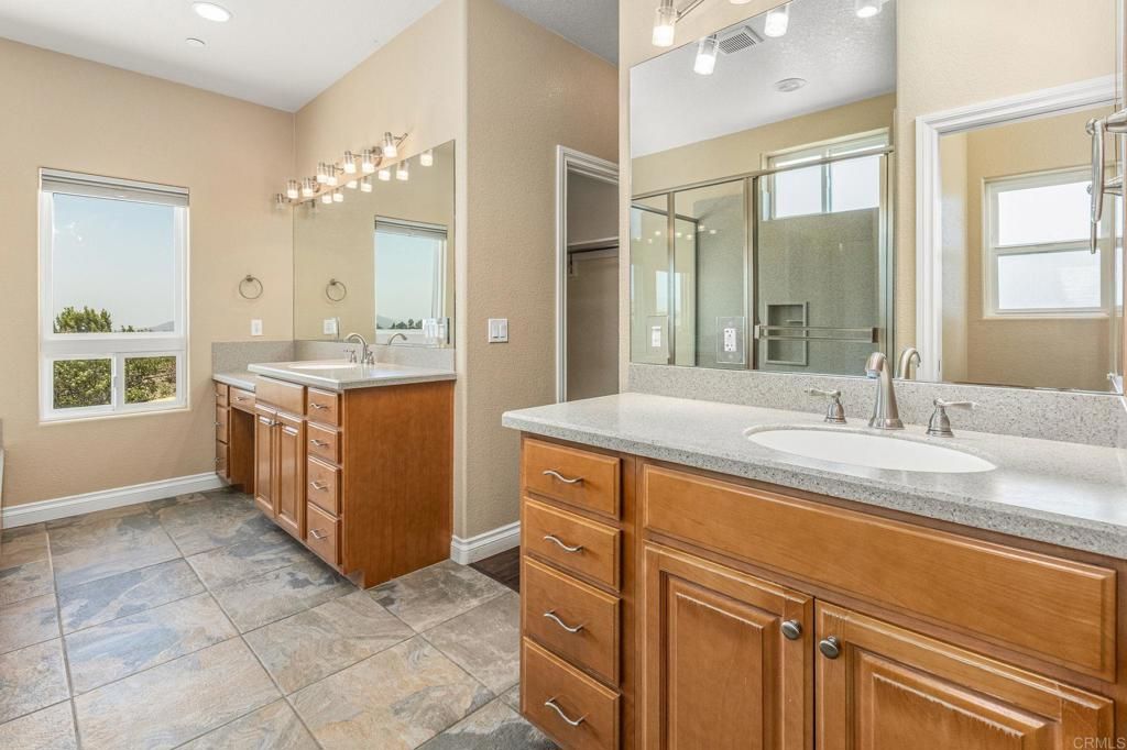 Bathroom, Dual Sink Vanities, Glass Shower, Interior, Recessed Lighting