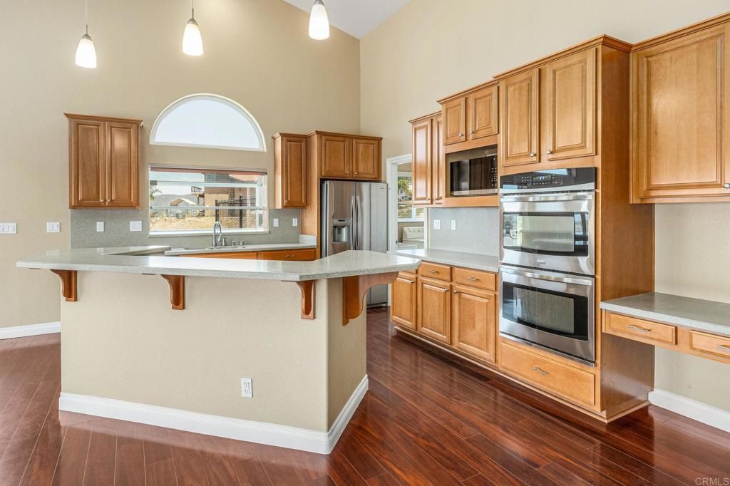 Interior, Kitchen, Pendant Lights, Stainless Steel Appliances, Wood Texture Flooring