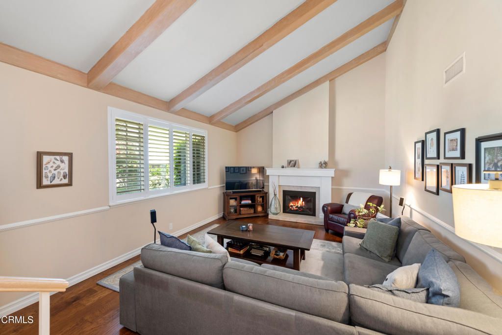 Fireplace, Interior, Living room, Wooden Beams, Wood Texture Flooring