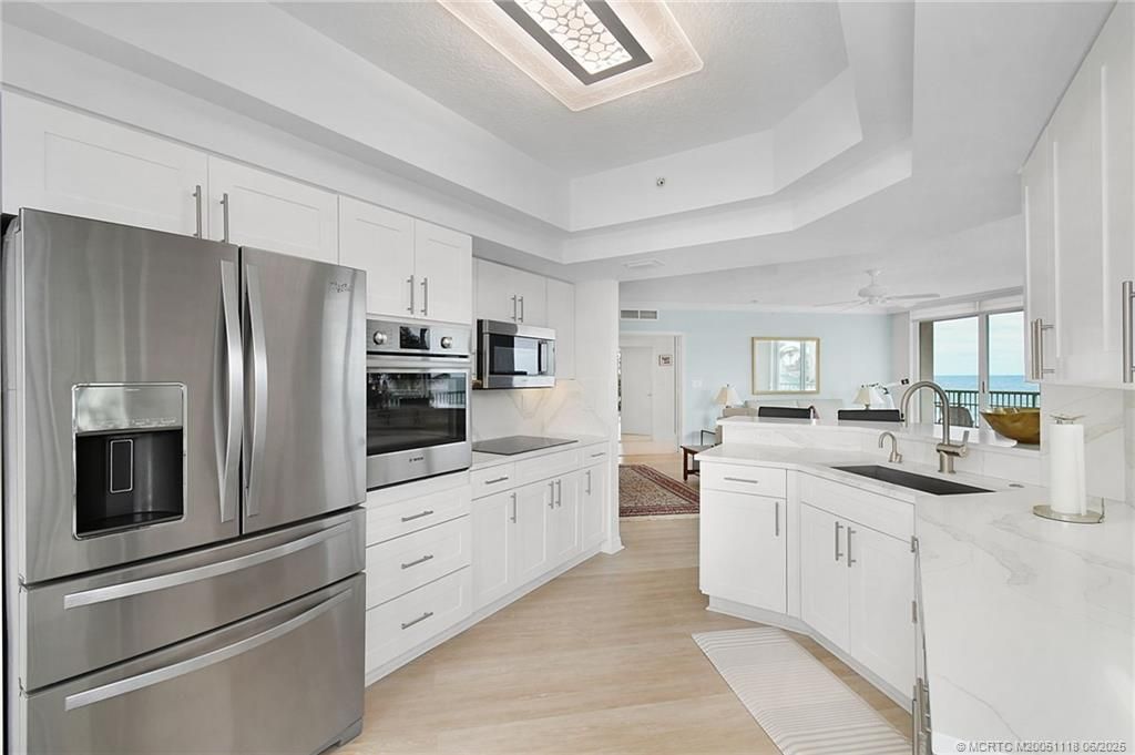 Interior, Kitchen, Stainless Steel Appliances, Water, Wood Texture Flooring