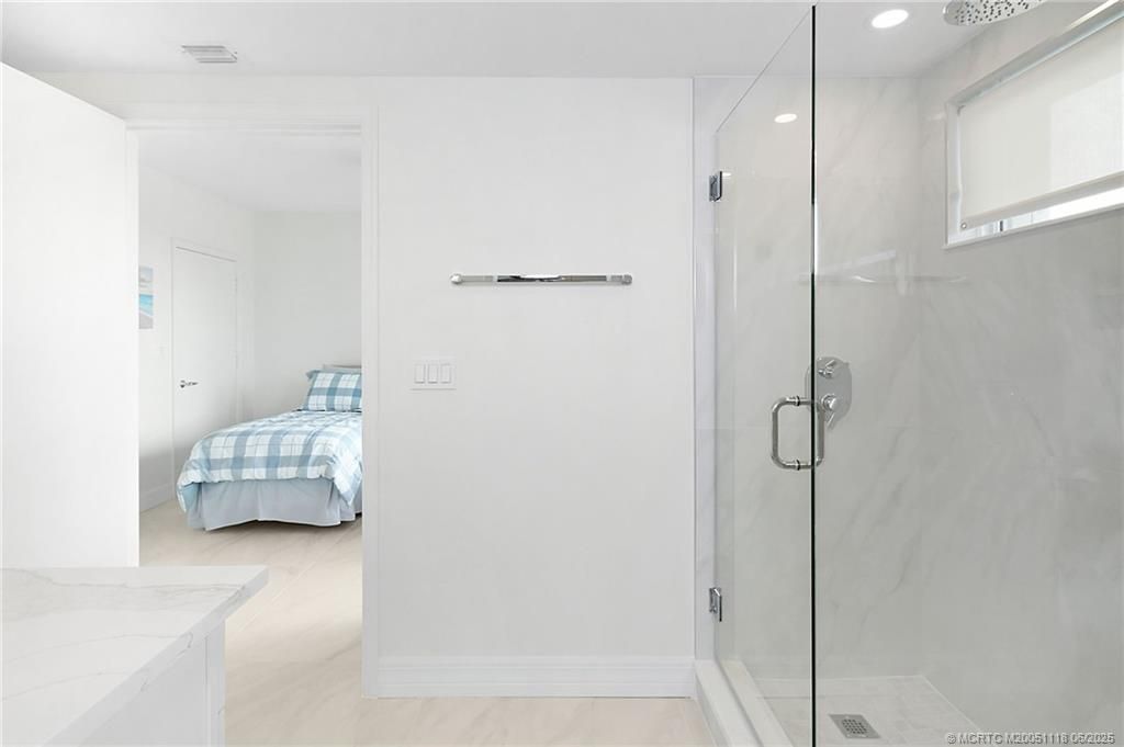 Bathroom, Bedroom, Glass Shower, Interior, Marble Walls, Recessed Lighting