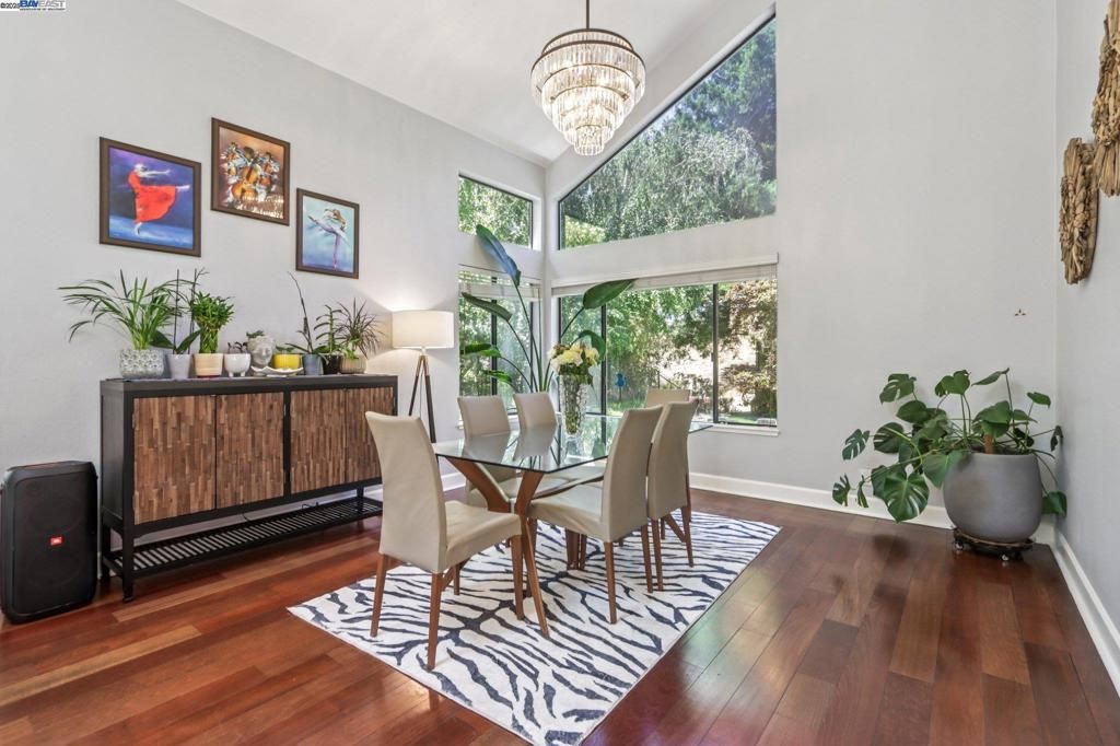 Chandelier, Dining room, Interior, Wood Texture Flooring