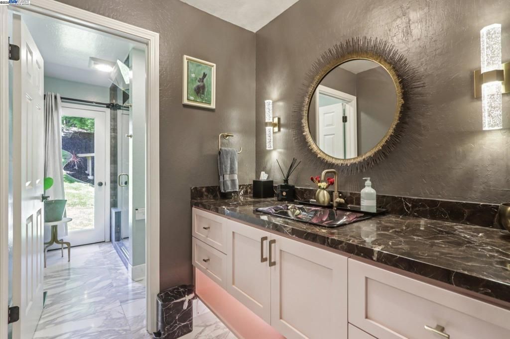 Bathroom, Dual Sink Vanities, Glass Shower, Interior, Marble
