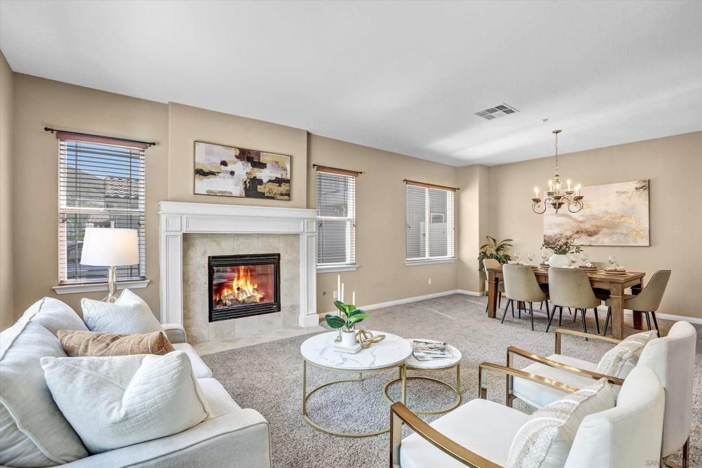 Chandelier, Dining room, Fireplace, Interior, Living room