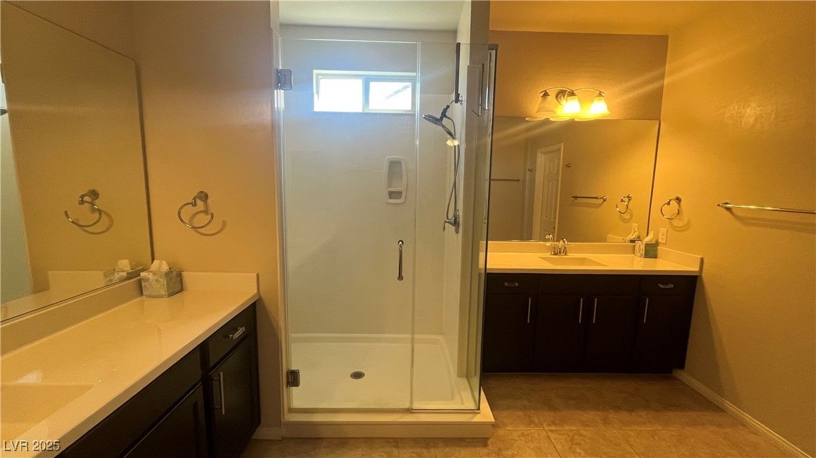 Bathroom, Dual Sink Vanities, Glass Shower, Interior