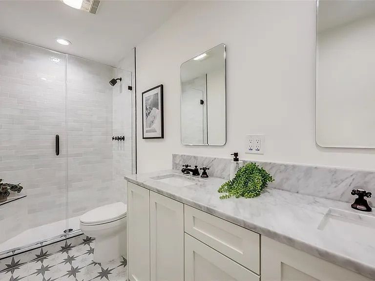 Bathroom, Glass Shower, Interior, Recessed Lighting