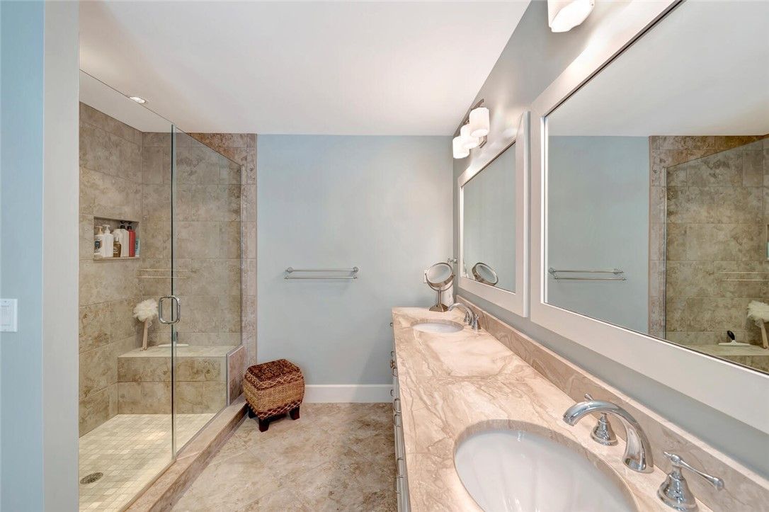 Bathroom, Dual Sink Vanities, Glass Shower, Interior