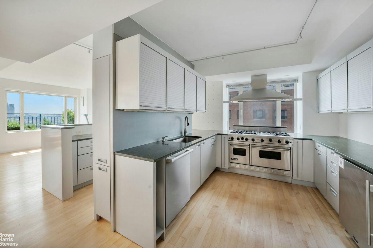 Interior, Kitchen, Stainless Steel Appliances, Wood Texture Flooring