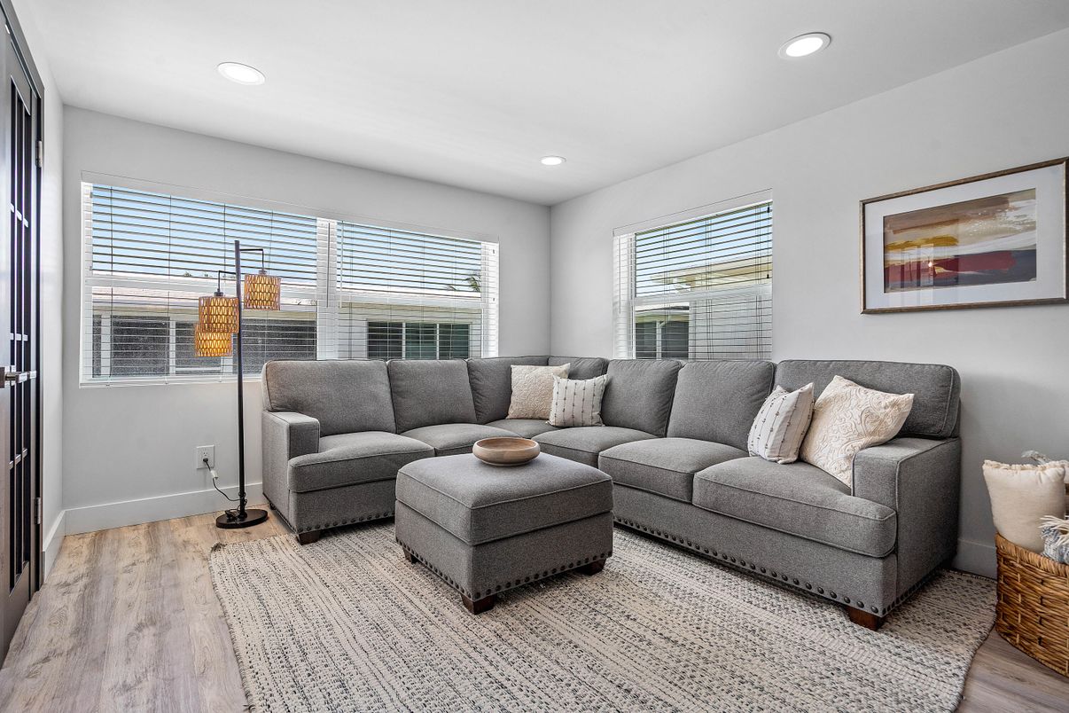 Interior, Living room, Recessed Lighting, Wood Texture Flooring
