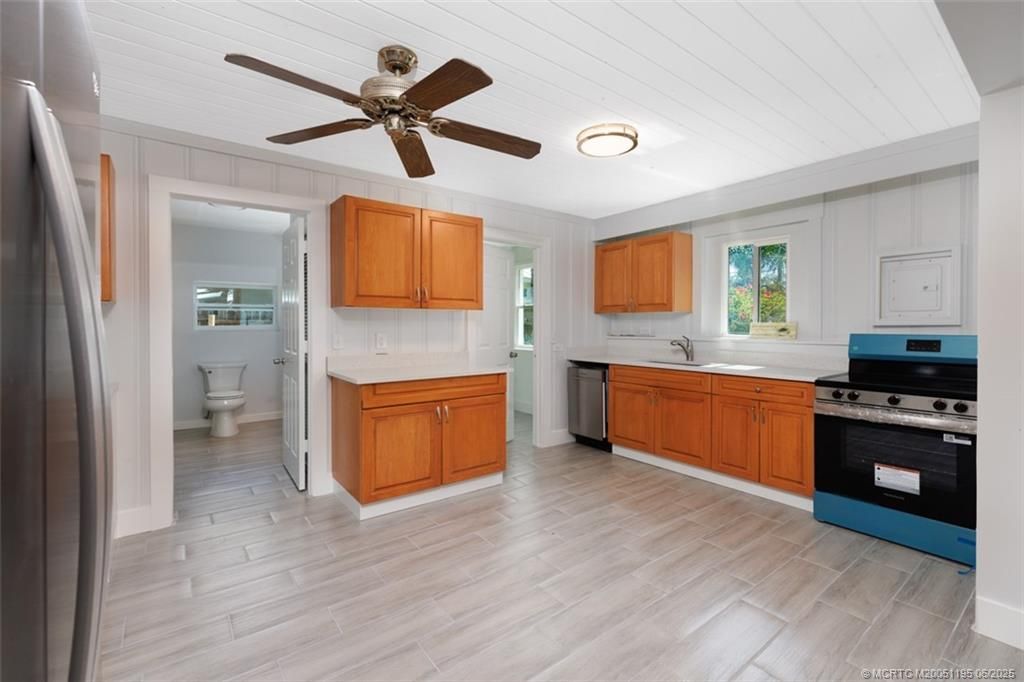 Interior, Kitchen, Stainless Steel Appliances, Wood Texture Flooring