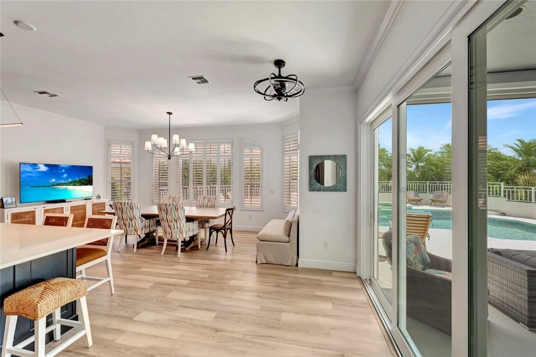 Chandelier, Dining room, Interior, Wood Texture Flooring