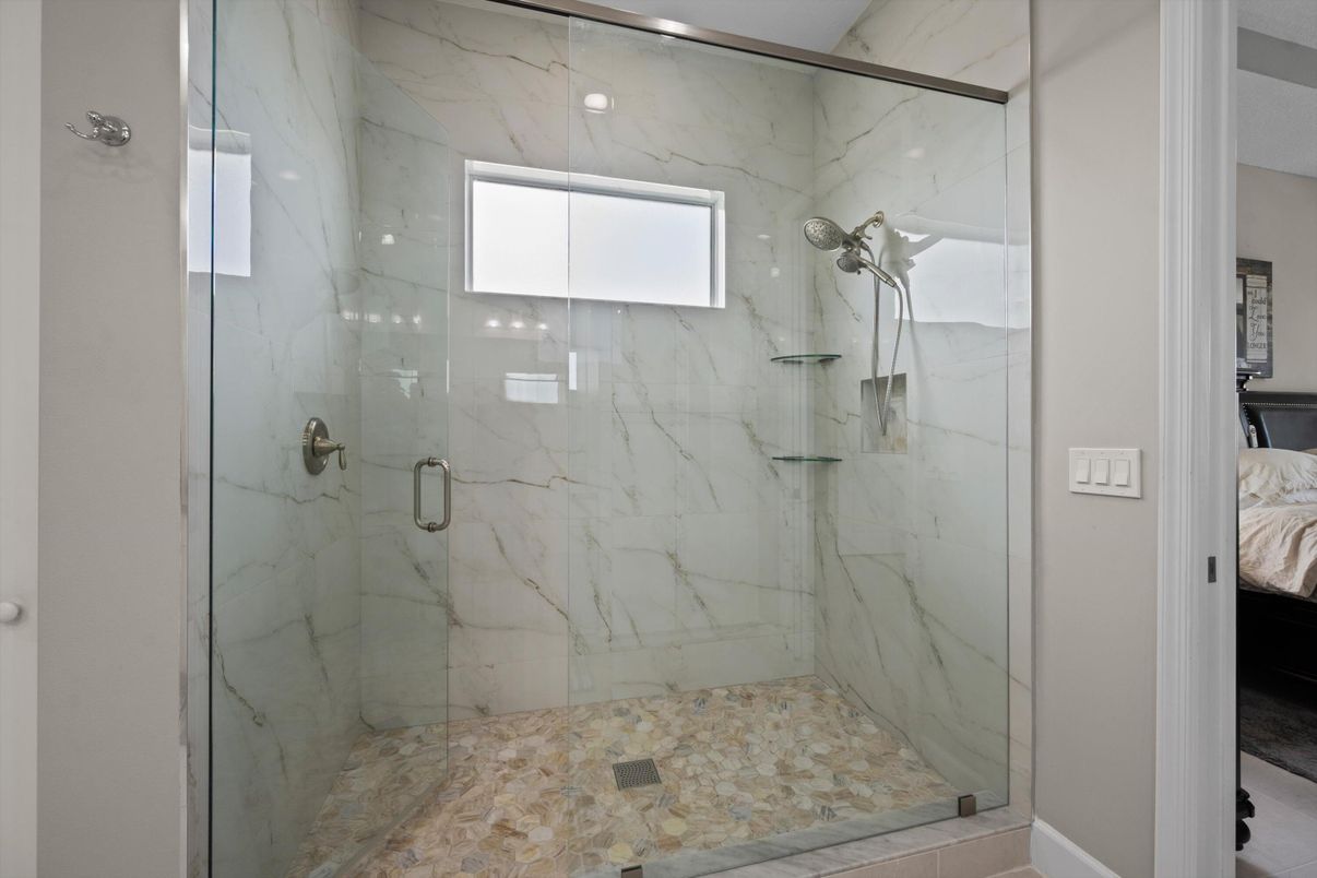 Bathroom, Glass Shower, Interior, Marble Walls