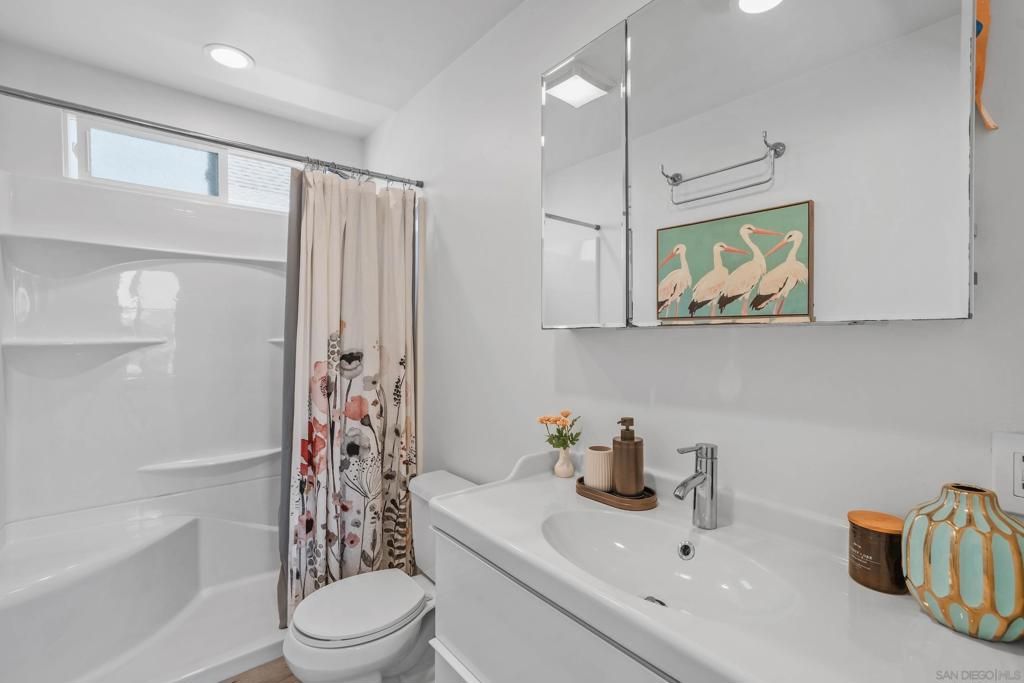 Bathroom, Interior, Recessed Lighting, Wood Texture Flooring