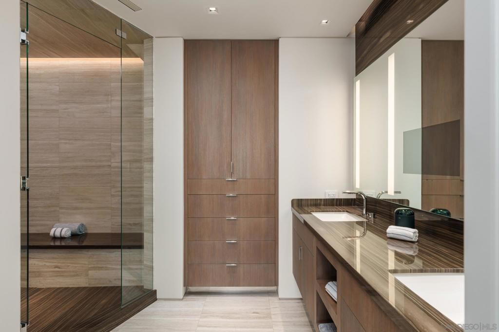 Bathroom, Dual Sink Vanities, Glass Shower, Interior, Recessed Lighting