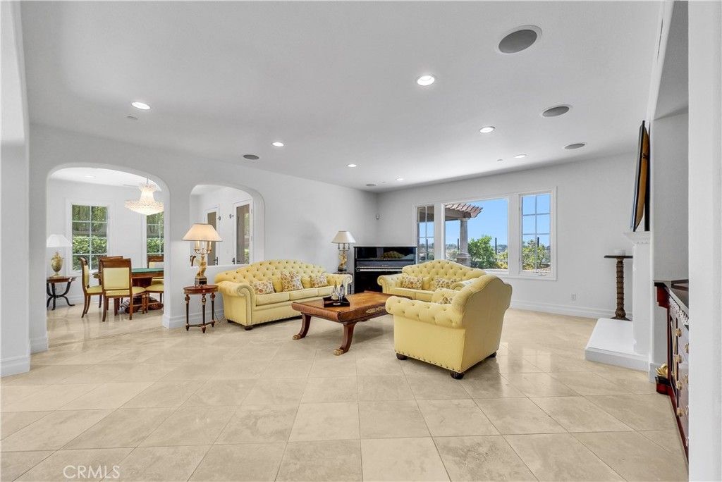 Chandelier, Dining room, Fireplace, Interior, Living room, Recessed Lighting