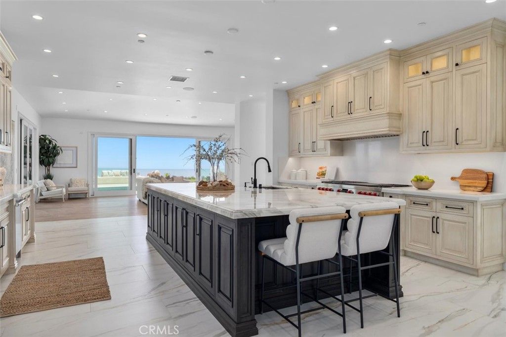 Interior, Kitchen, Living room, Marble, Recessed Lighting, Stainless Steel Appliances, Water