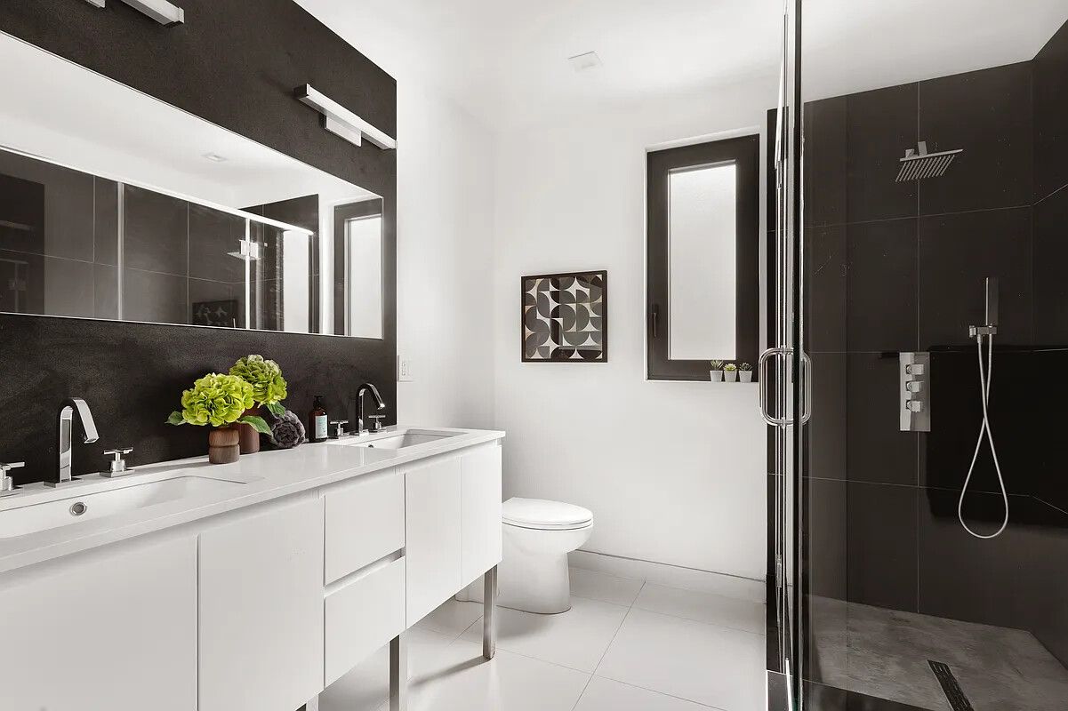Bathroom, Dual Sink Vanities, Glass Shower, Interior