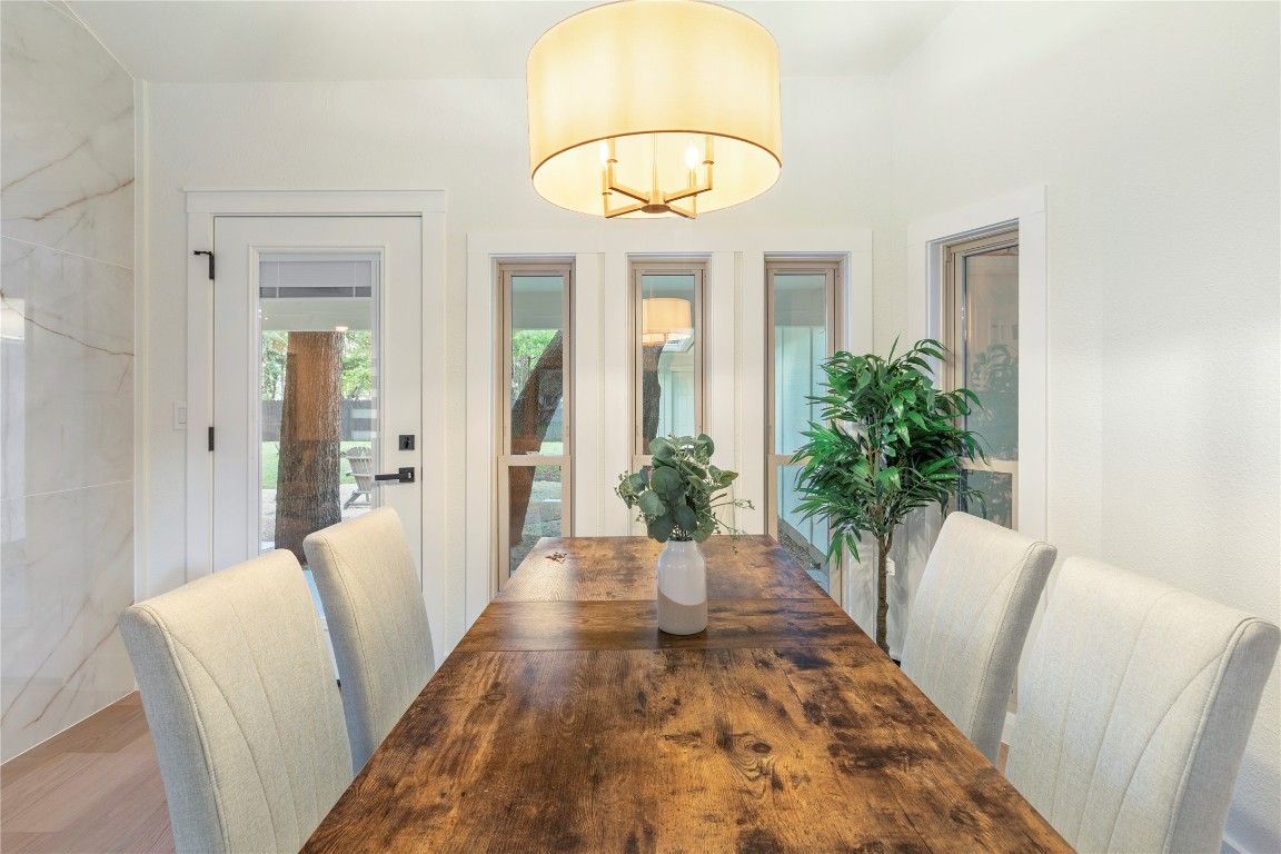 Dining room, Interior, Marble Walls, Wood Texture Flooring