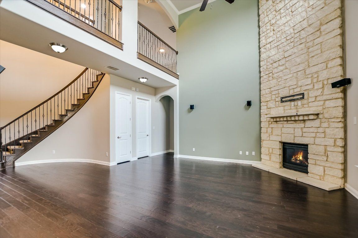 Fireplace, Interior, Stone Walls, Wood Texture Flooring