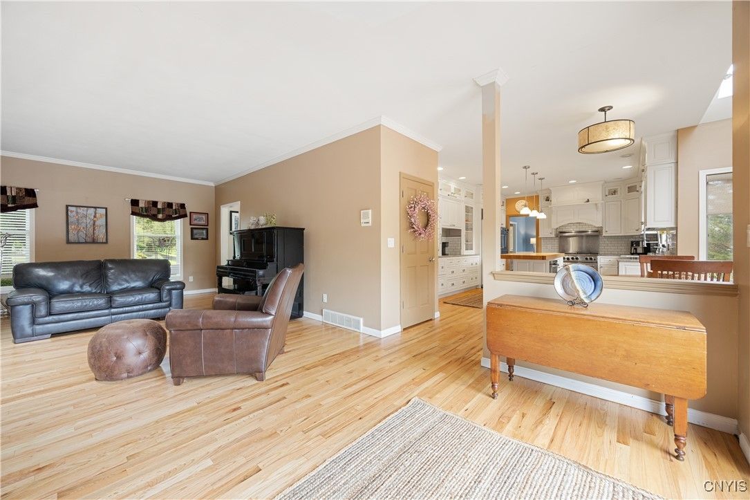 Interior, Kitchen, Living room, Pendant Lights, Recessed Lighting, Stainless Steel Appliances, Wood Texture Flooring
