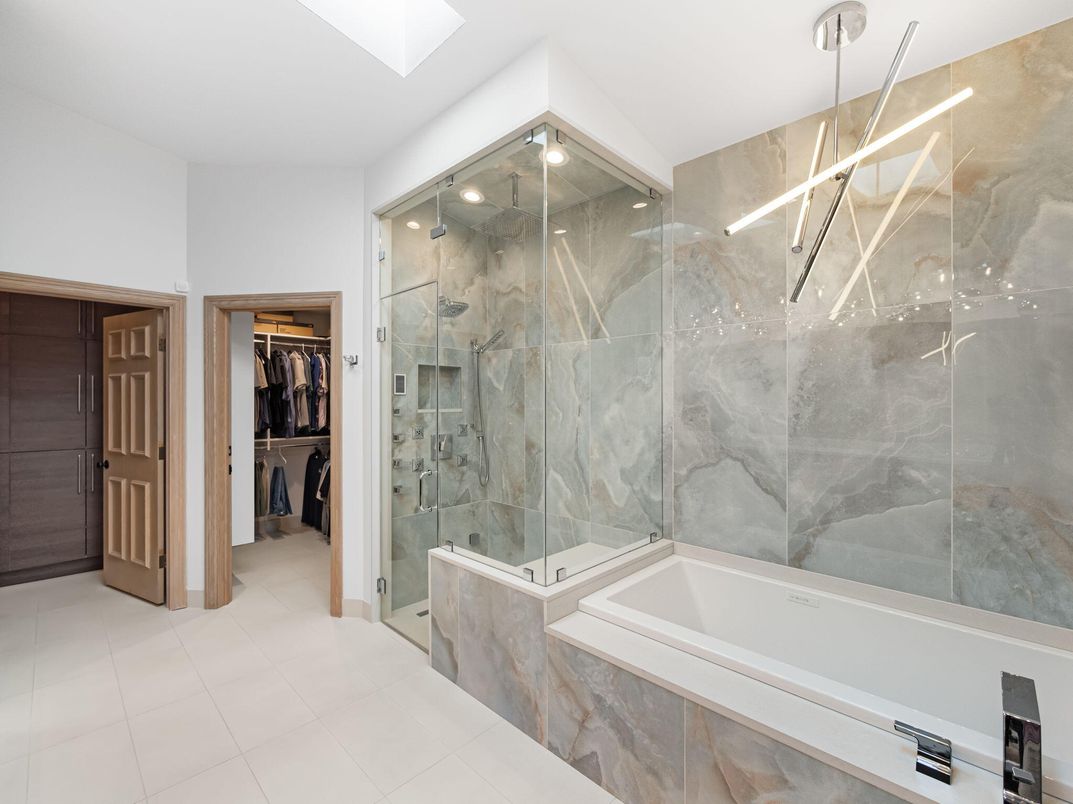 Bathroom, Glass Shower, Interior, Marble Walls