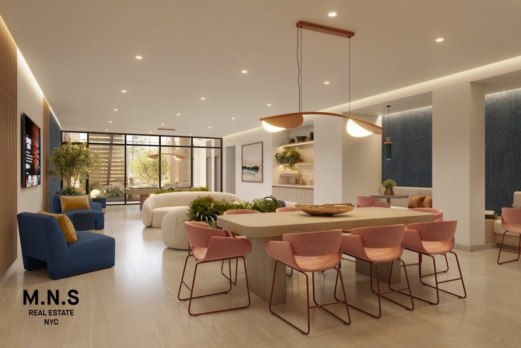 Dining room, Interior, Living room, Pendant Lights, Recessed Lighting, Wood Texture Flooring
