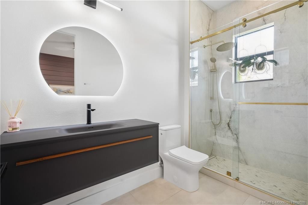 Bathroom, Glass Shower, Interior, Marble Walls