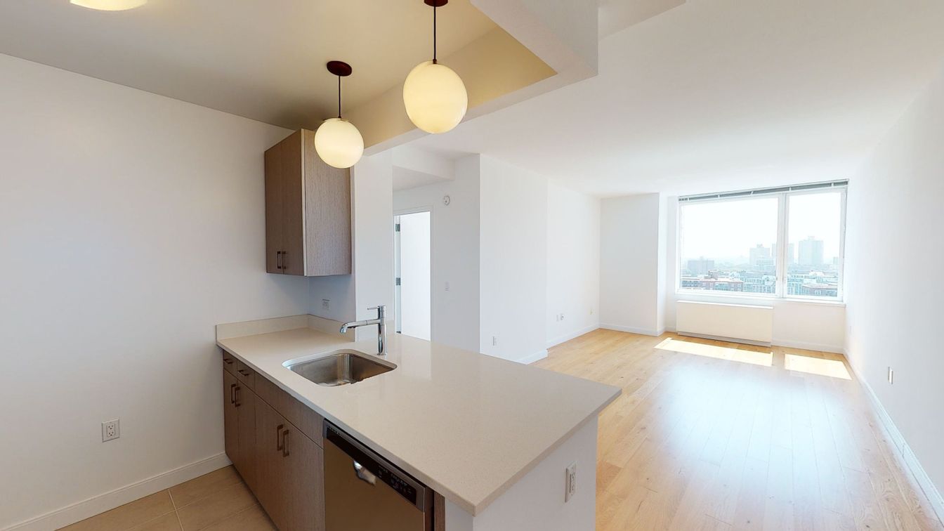 Interior, Kitchen, Pendant Lights, Wood Texture Flooring